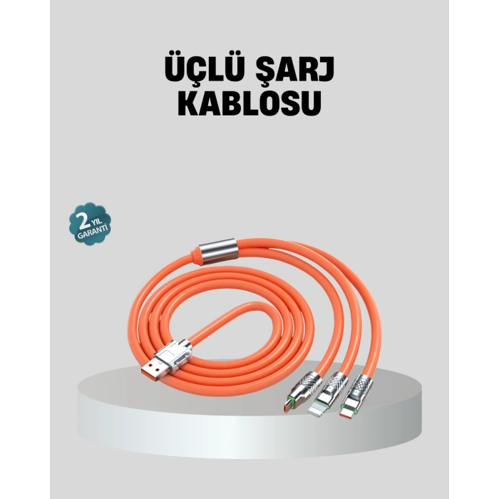 Mey İthalat® ÜÇLÜ Şarj Kablosu – Yüksek Hızlı, Dayanıklı ve Uzun Ömürlü