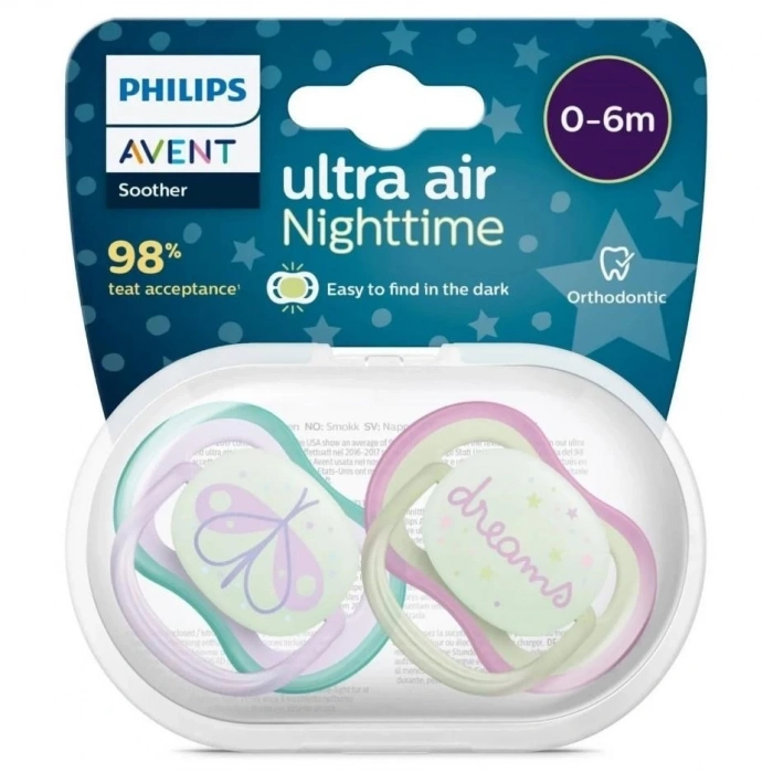 Mey İthalat®   Ultra Air Gece Emzik 0-6 Ay Kız