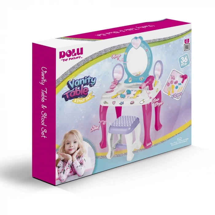 Mey İthalat®  Unicorn Makyaj Masası ve Tabure Seti