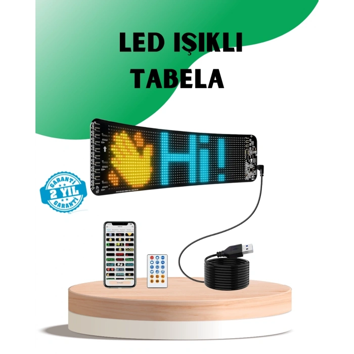 Mey İthalat® USB Destekli LED Mağaza Tabelası – Renkli RGB Kayan Yazı Paneli