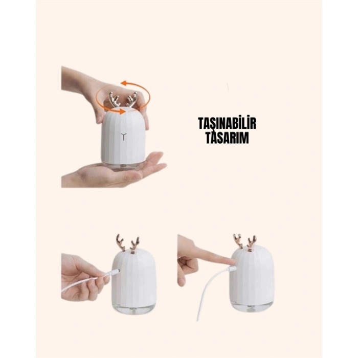 Mey İthalat® USB Şarjlı Mini USB Nemlendirici LED Işıklı Masaüstü Cihaz