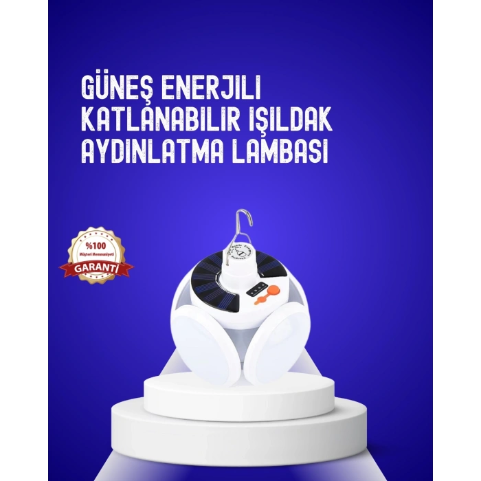 Mey İthalat® USB ve Solar Şarjlı Katlanabilir 5 Taraflı LED Lamba