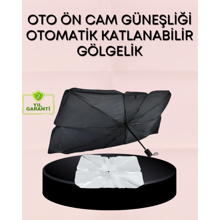 Mey İthalat® UV Korumalı Şemsiye Tipi Oto Güneşliği - Geniş Araç Uyumu
