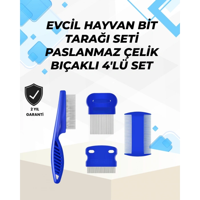 Mey İthalat® Uzun ve Kısa Tüylü Hayvanlara Özel Bit Tarağı ve Tüy Temizleme Seti