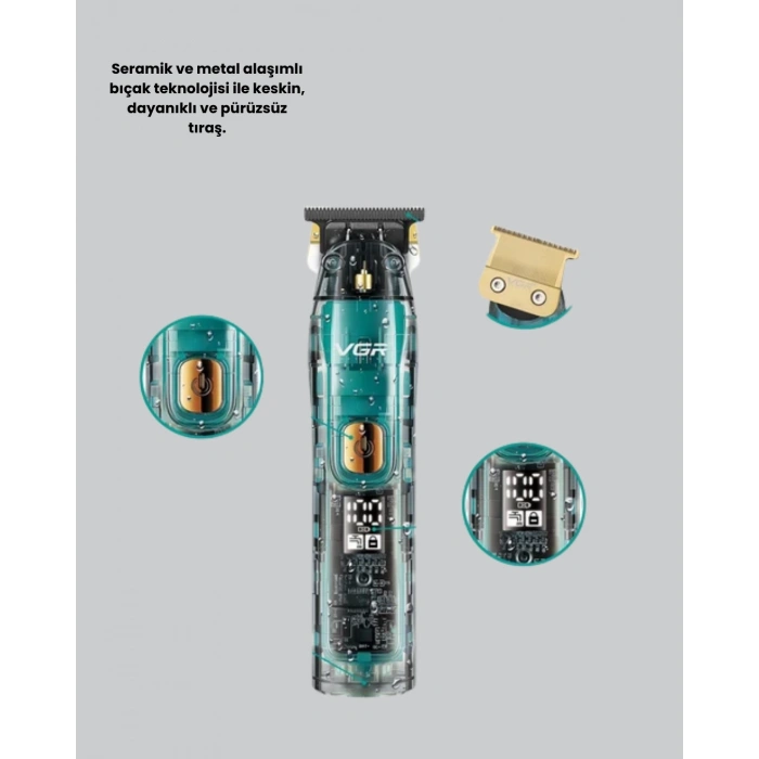 Mey İthalat® VGR V-695 Profesyonel Tıraş Makinesi Seramik Bıçaklı Turbo Güçlü Motor