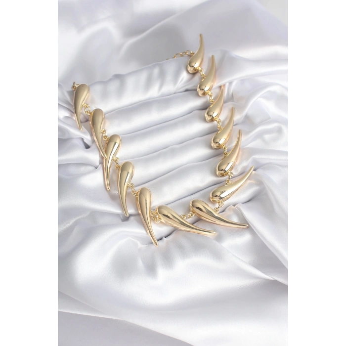 Mey İthalat® VIP Seri Özel Tasarım Gold Renk Kadın Kolye