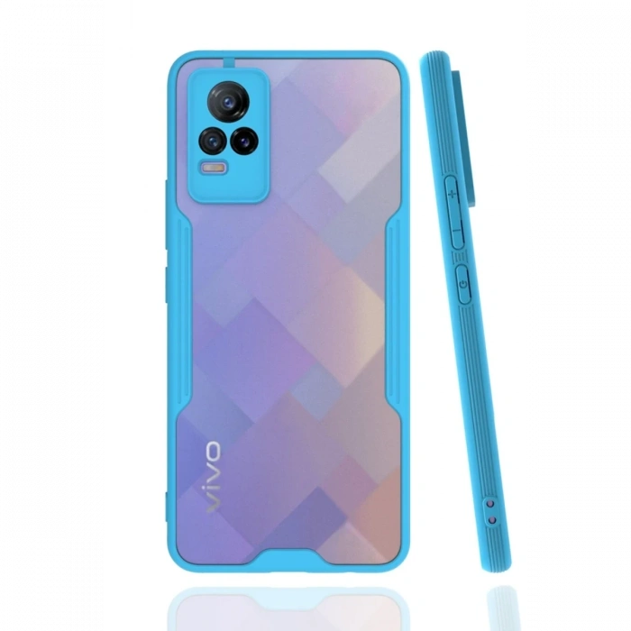 Mey İthalat®  Vivo V21e Kılıf Platin Silikon - Mavi