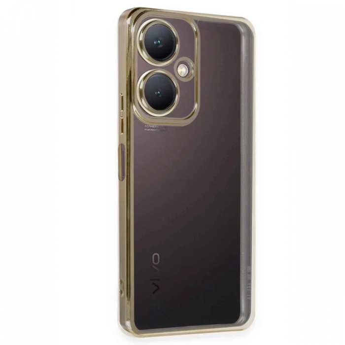 Mey İthalat®  Vivo Y27 Kılıf  Lensli Silikon - Gold