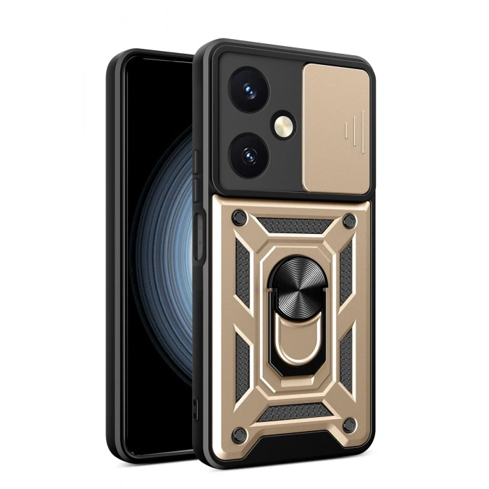 Mey İthalat®  Vivo Y27 Kılıf Pars Lens Yüzüklü Silikon - Gold