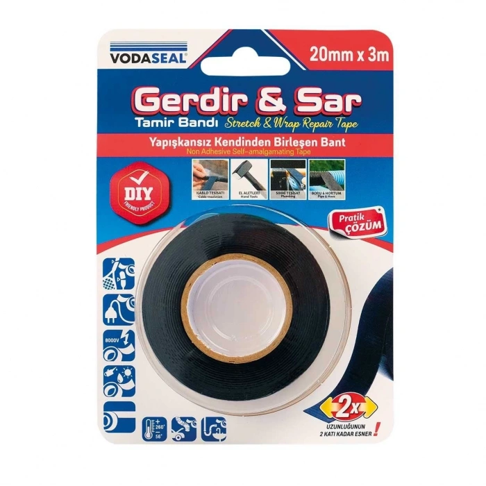 Mey İthalat® Vodaseal Gerdir Sar Tamir Bandı 20 mm 3 Metre