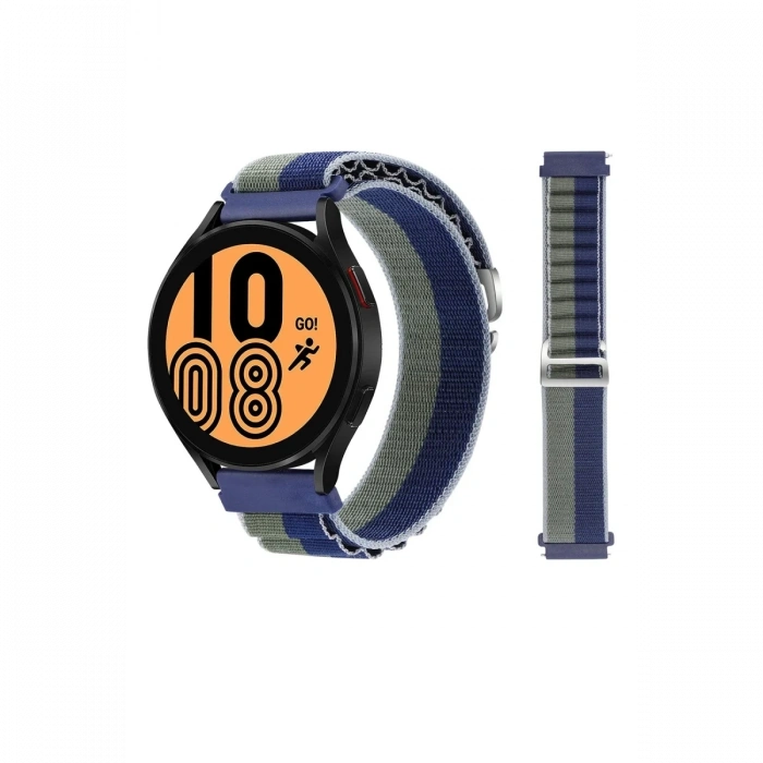 Mey İthalat®  Watch 20mm KR410 Kumaş Kordon - Lacivert-Yeşil