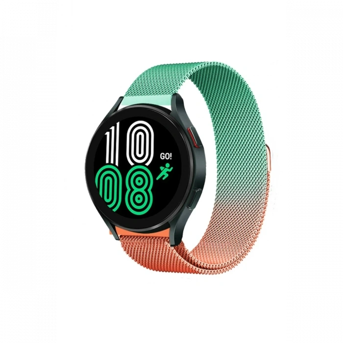 Mey İthalat®  Watch 20mm Metal Mıknatıslı Kordon - Turuncu-Yeşil
