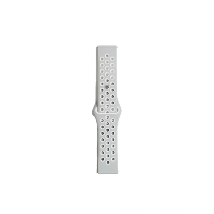 Mey İthalat®  Watch 20mm Spor Delikli Kordon - Gri-Beyaz