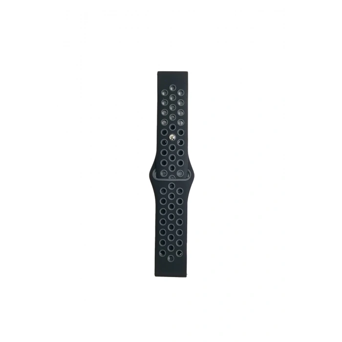 Mey İthalat®  Watch 20mm Spor Delikli Kordon - Siyah-Gri