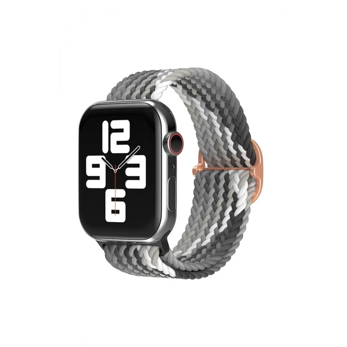 Mey İthalat®  Watch 20mm Star Kordon - Gri-Siyah