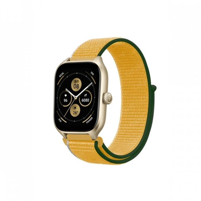 Mey İthalat®  Watch 22mm Hasırlı Cırtcırtlı Kordon - Sarı