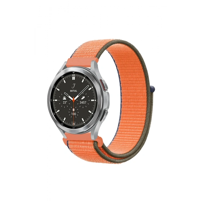 Mey İthalat®  Watch 22mm Hasırlı Cırtcırtlı Kordon - Turuncu