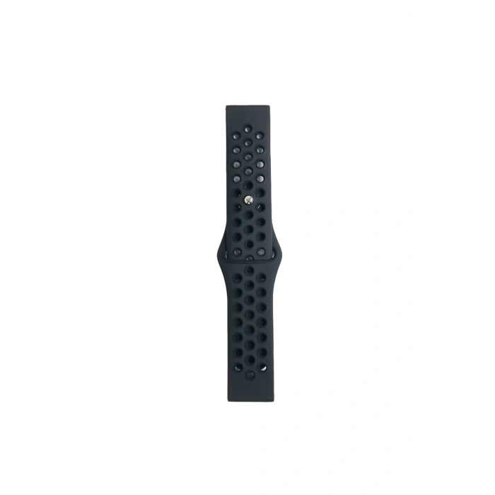 Mey İthalat®  Watch 22mm Spor Delikli Kordon - Siyah-Füme