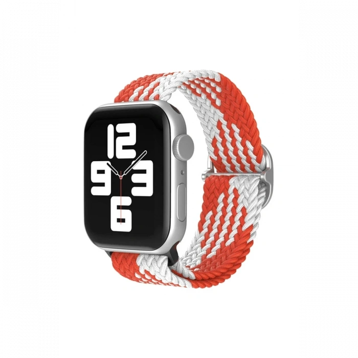 Mey İthalat®  Watch 22mm Star Kordon - Beyaz-Kırmızı