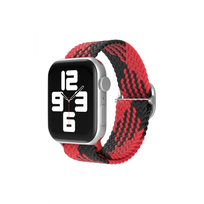 Mey İthalat®  Watch 22mm Star Kordon - Kırmızı-Siyah