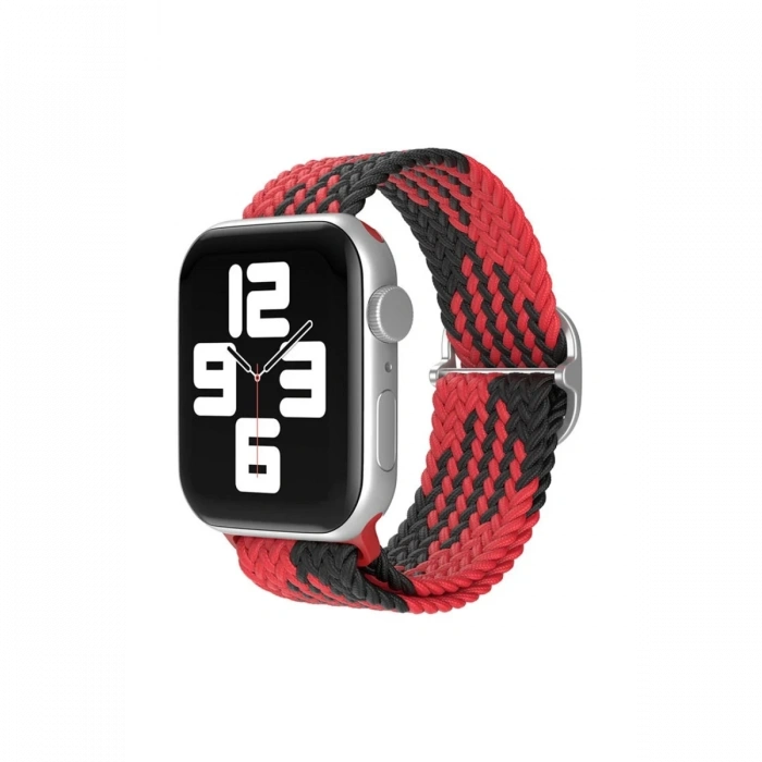 Mey İthalat®  Watch 22mm Star Kordon - Kırmızı-Siyah