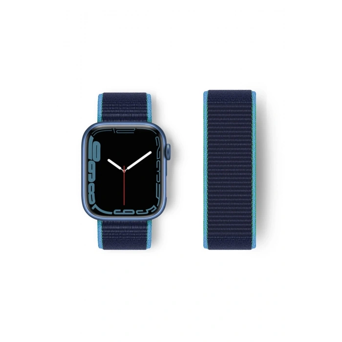 Mey İthalat®   Watch 38mm Hasırlı Cırtcırtlı Kordon - Mavi-Lacivert