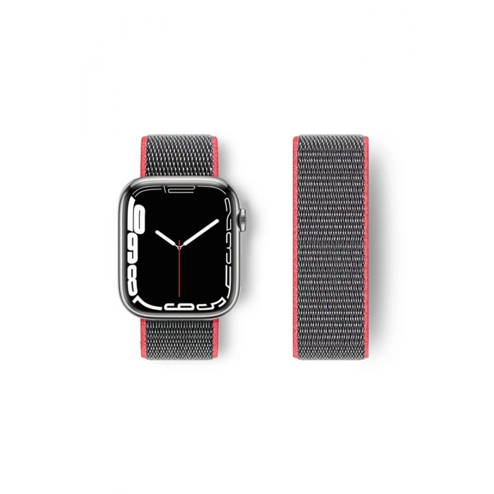 Mey İthalat®   Watch 38mm Hasırlı Cırtcırtlı Kordon - Pembe