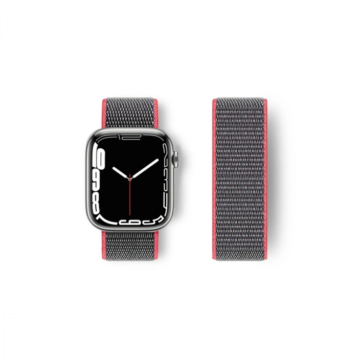 Mey İthalat®   Watch 38mm Hasırlı Cırtcırtlı Kordon - Pembe