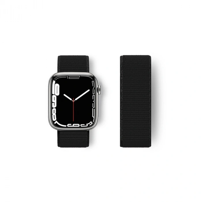 Mey İthalat®   Watch 38mm Hasırlı Cırtcırtlı Kordon - Siyah