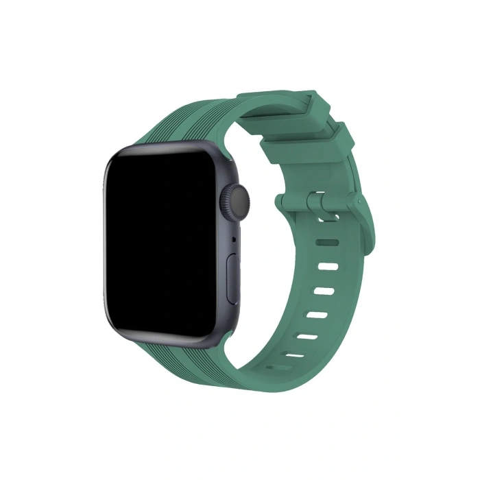 Mey İthalat®   Watch 38mm KR408 Çizgili Silikon Kordon - Yeşil