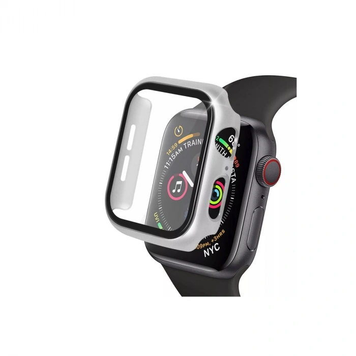 Mey İthalat®   Watch 40mm Camlı Kasa Ekran Koruyucu - Gümüş