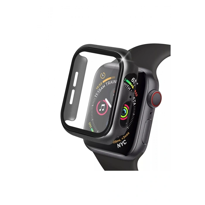 Mey İthalat®   Watch 41mm Camlı Kasa Ekran Koruyucu - Siyah