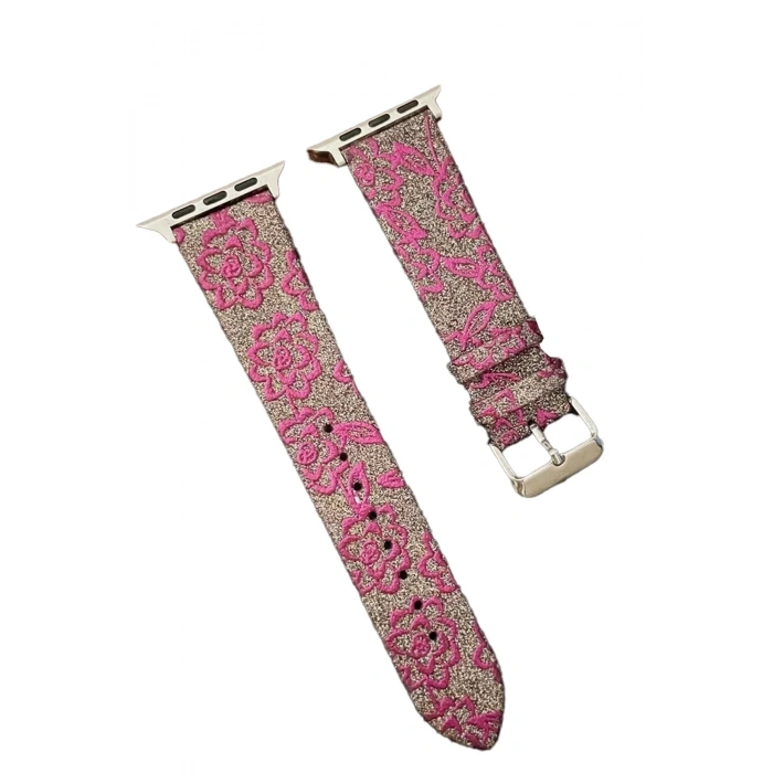Mey İthalat®   Watch 42mm Creeper Desenli Kordon - Pembe