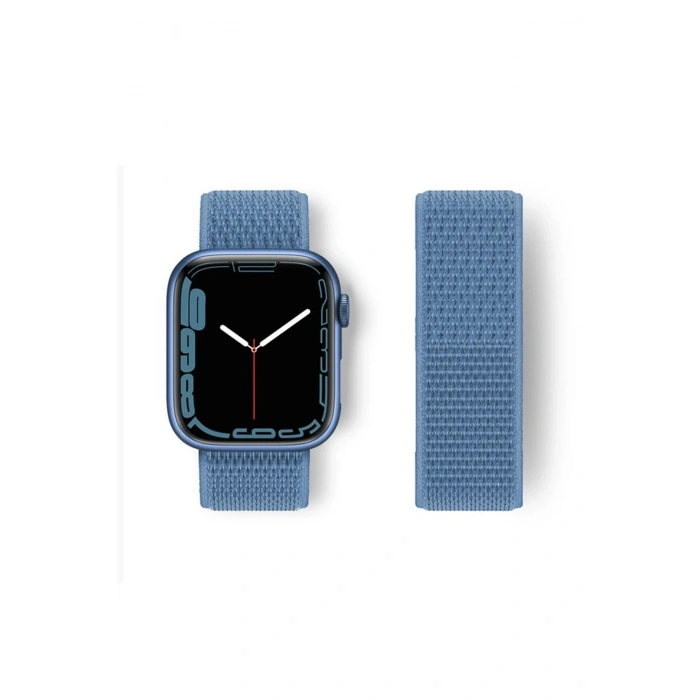 Mey İthalat®   Watch 42mm Hasırlı Cırtcırtlı Kordon - Mavi