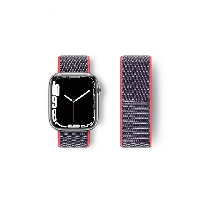 Mey İthalat®   Watch 42mm Hasırlı Cırtcırtlı Kordon - Pembe