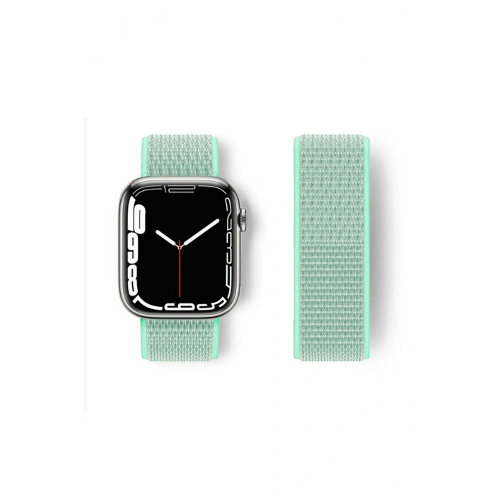 Mey İthalat®   Watch 42mm Hasırlı Cırtcırtlı Kordon - Turkuaz
