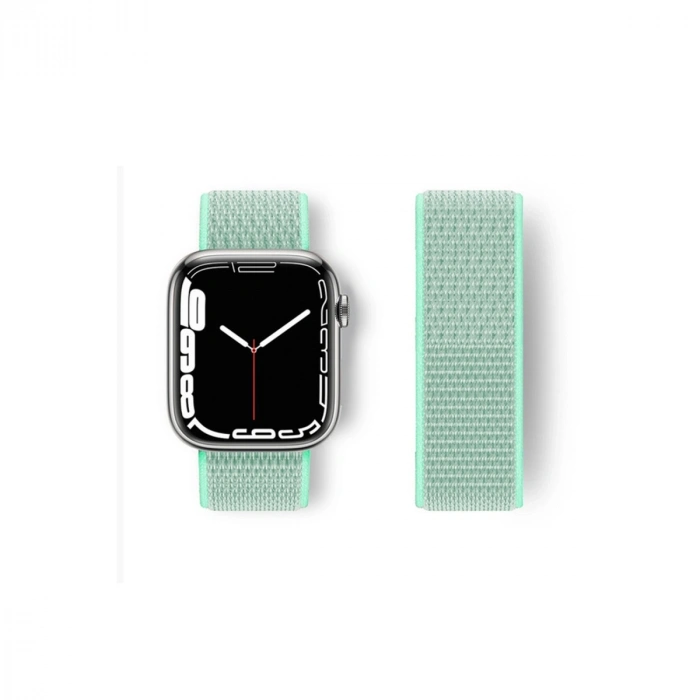 Mey İthalat®   Watch 42mm Hasırlı Cırtcırtlı Kordon - Turkuaz