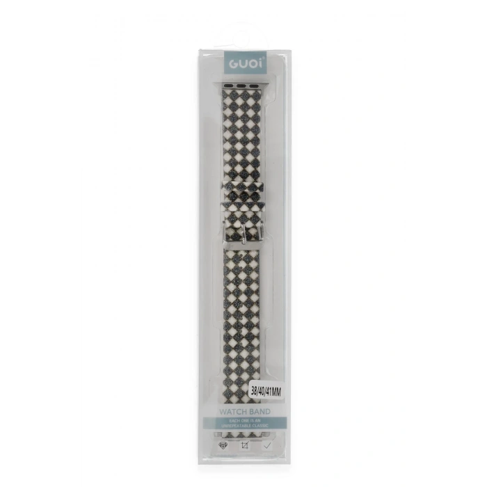 Mey İthalat®   Watch 42mm Karo Motif Kordon - Siyah