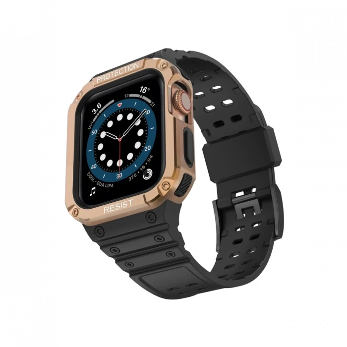 Mey İthalat®   Watch 42mm KR401 Silikon Kordon - Siyah-Rose