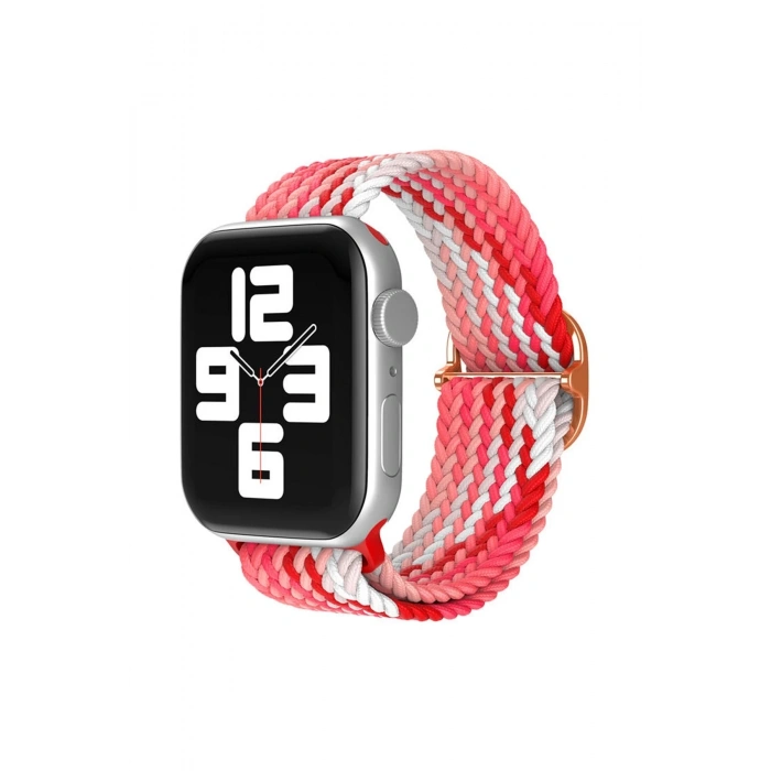 Mey İthalat®   Watch 42mm Star Kordon - Pembe-Kırmızı