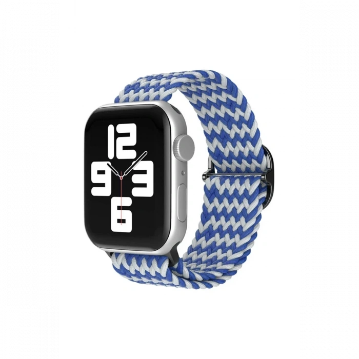 Mey İthalat®   Watch 42mm Star Kordon - Zigzag Beyaz-Mavi