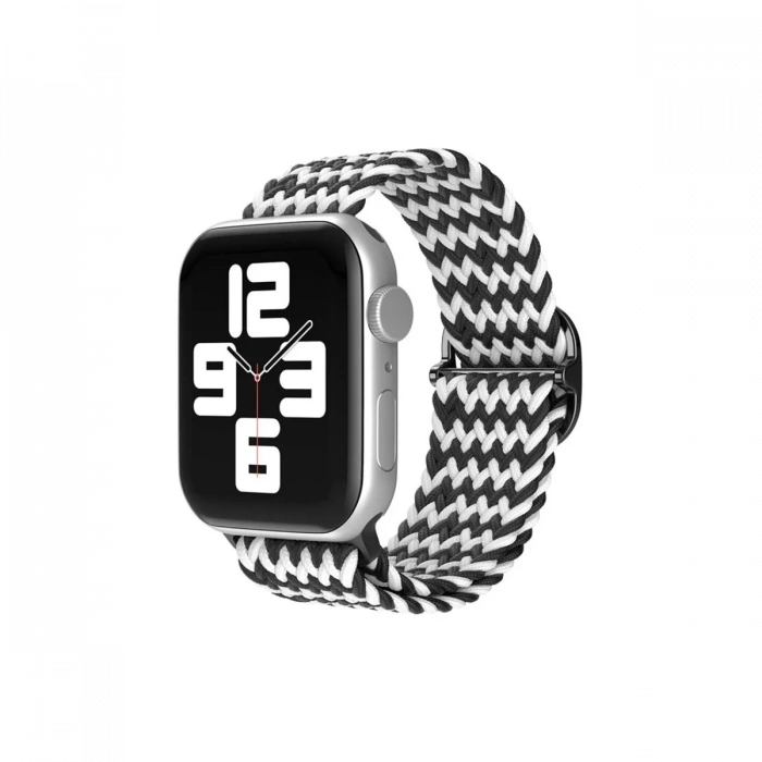 Mey İthalat®   Watch 42mm Star Kordon - Zigzag Siyah-Beyaz