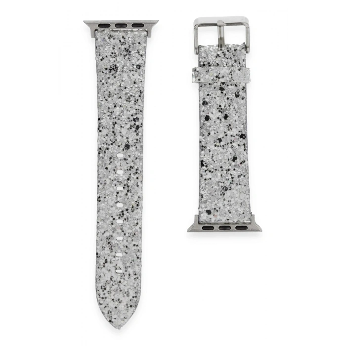 Mey İthalat®   Watch 42mm Starry Taşlı Kordon - Gümüş