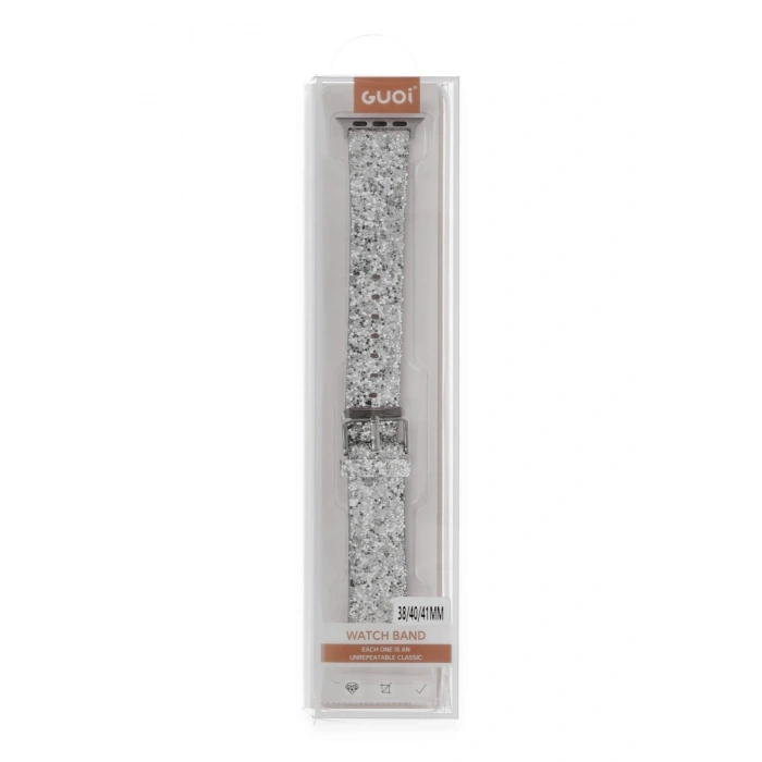 Mey İthalat®   Watch 42mm Starry Taşlı Kordon - Gümüş