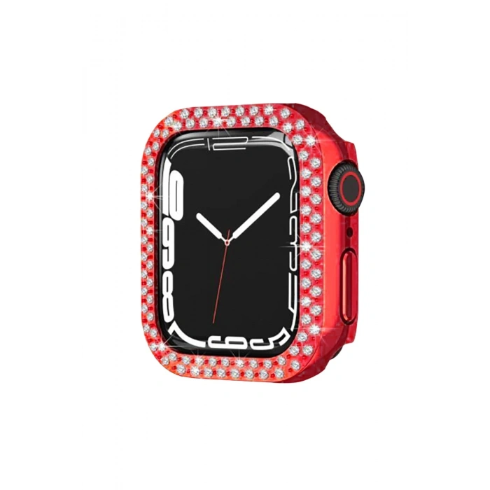 Mey İthalat®   Watch 42mm Taşlı Kasa - Kırmızı