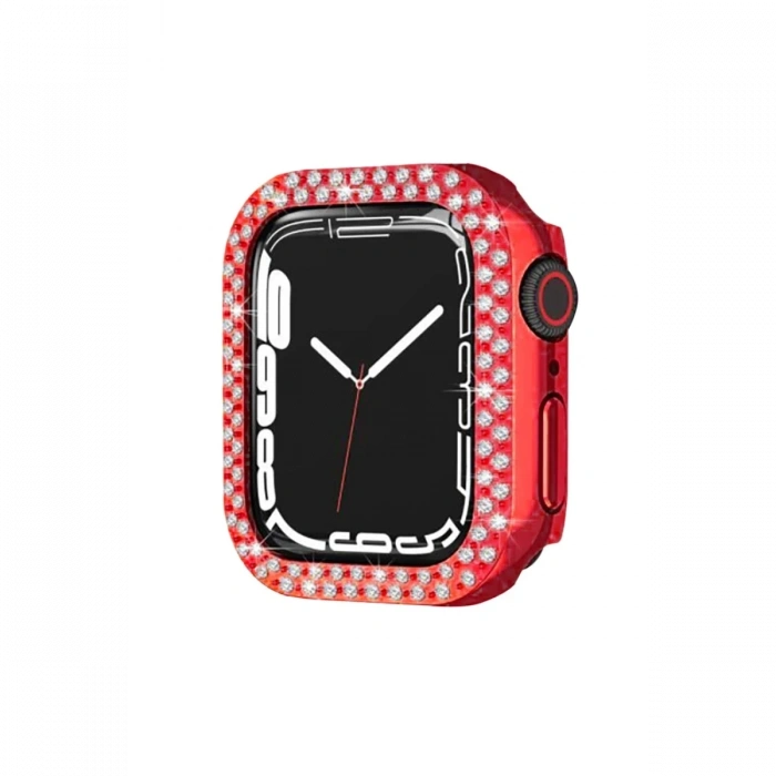 Mey İthalat®   Watch 42mm Taşlı Kasa - Kırmızı