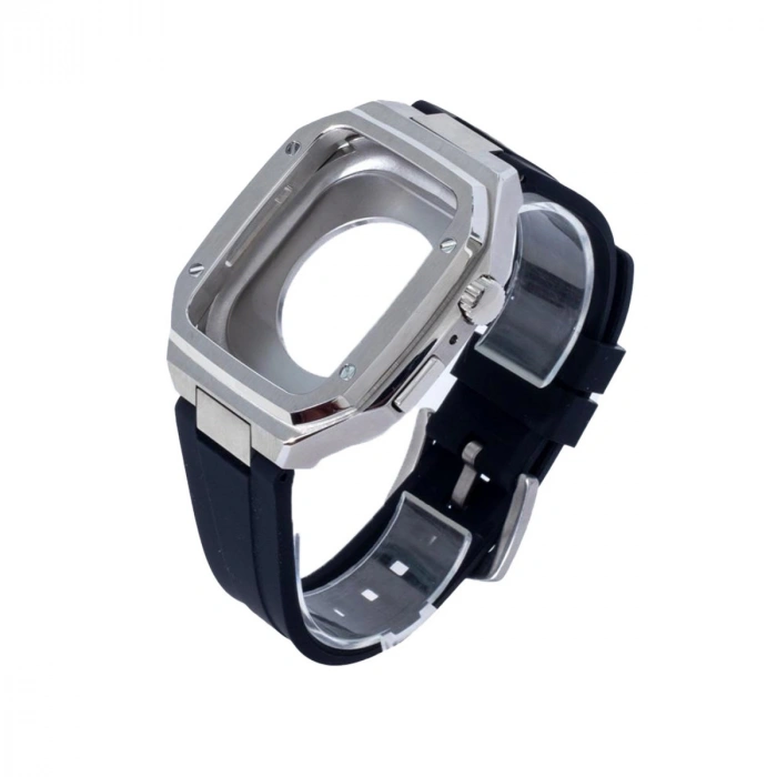 Mey İthalat®   Watch 44mm KR402 Metal Kasa Silikon Kordon - Gümüş
