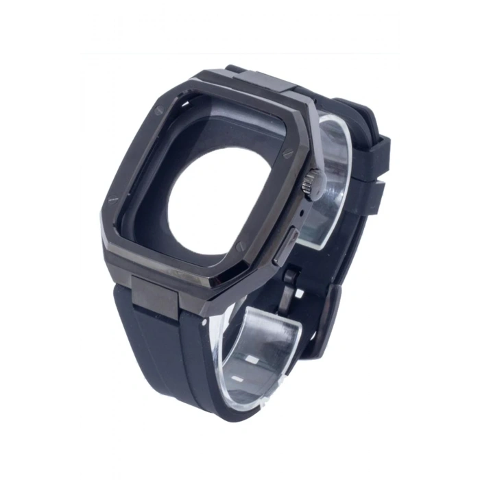 Mey İthalat®   Watch 44mm KR402 Metal Kasa Silikon Kordon - Siyah