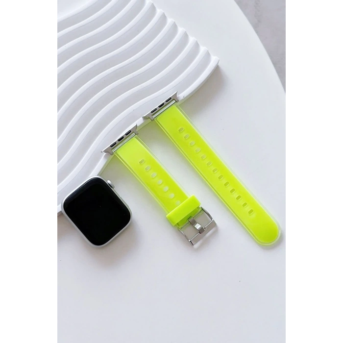 Mey İthalat®   Watch 45mm Jelly Silikon Kordon - Yeşil