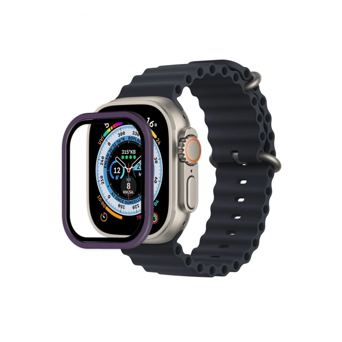 Mey İthalat®   Watch Ultra 49mm Alüminyum Kasa Cam Ekran Koruyucu - Mor